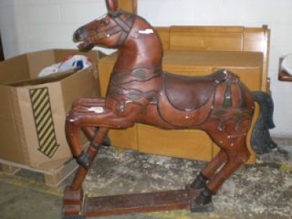 ANTIQUE WOOD CARVED CAROUSEL HORSE WITH STAND Delivery to PARTS of NY 