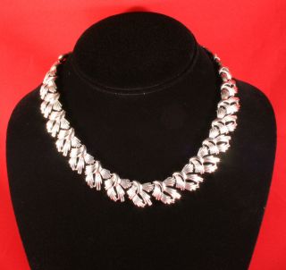 Vintage Signed Coro Silver Tone 15  Choker Necklace Beautiful