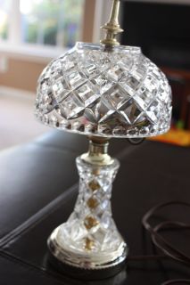 Antique Princess Lamp Lead Crystal Brass Vintage Glass Light