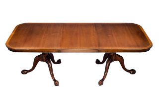   Antique Style Georgian Mahogany Double Pedestal Dining Table