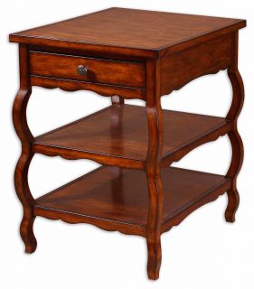 Gramercy Antique Pecan End Table Solid Wood with Drawer