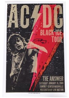 AC DC Angus Young Autographed Black Ice Tour Signed Poster
