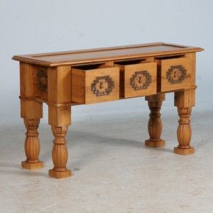 Antique Danish Pine Sideboard Console Table Carved Detail with 