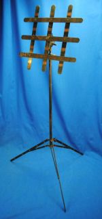 Old Vtg Antique Industrial Folding Music Stand Lecture Lamp Light Base 