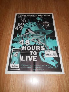 48 HOURS TO LIVE ORIGINAL 27X41 MOVIE POSTER 1960 ANTHONY STEEL