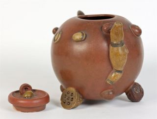 RARE ANTIQUE CHINESE YIXING TEAPOT APPLIED WITH SEEDS 18/19TH C.
