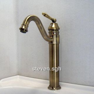 Antique Brass Bathroom Vessel Sink Faucet Mixer Tap A2