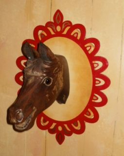 Antique Wood Carousel Horse Head on Wall Plaque