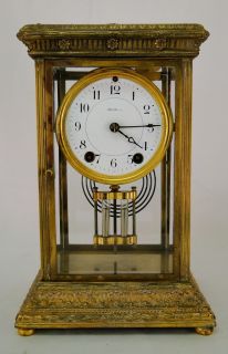 Antique Seth Thomas Gilt Spelter Fancy Case Crystal Regulator Clock 