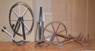 Antique Iron Wheel Garden Walk Behind Cultivator Farm Tool Parts or 