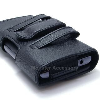 ASMYNA Black Leather Holster Pouch Case Belt Clip for Apple iPhone 5 