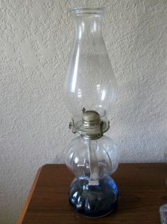 Antique 1939 Fancy Rolled Glass Hurricane Oil Table Lamp Lantern Light 