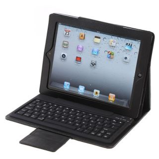   Bluetooth Keyboard Leather Case For Apple iPad 2 iPad 3 New iPad Black