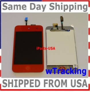   LCD Display Screen Home Button for Apple iPod Touch 4th Gen Red