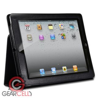 NEW BLACK LEATHER SMART CASE COVER FOR APPLE IPAD 3 2 3rd W / SCREEN 