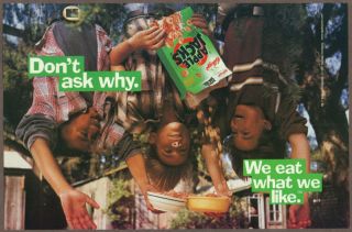 Apple Jacks cereal upside down kids 1997 print ad / comic 