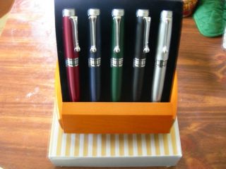 Lot of 5 Executive Pens with Cherry Display Case New in Box Very Nice 