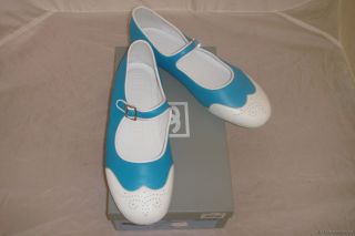 Auth Chanel Blue White Mary Jane Flats Slippers 40
