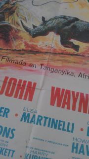 HATARI MOVIE POSTER 1 SHEET 1962 ORIGINAL SPANISH 27x41 JOHN WAYNE
