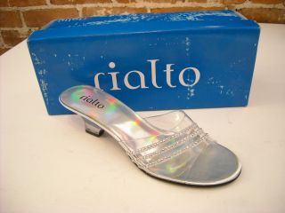 rialto fabulous clear jewel wedge slide sandals 9 5 new