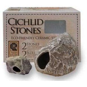Cichlid Stones Ceramic Aquarium Rock Cave 2pc