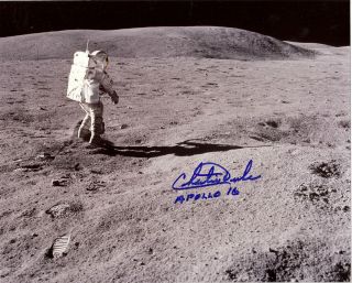 Charlie Duke Signed 10x8 Apollo 16 Moonwalker on Moon
