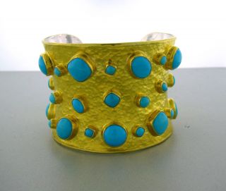 ARA COLLECTION 22K GOLD STERLING SILVER TURQUOISE CUFF BRACELET $6725