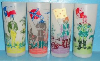 set of 8 texas flag frosted iced tea glasses