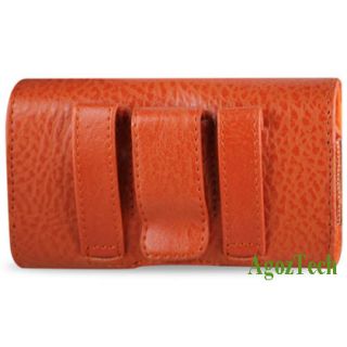 Orange Leather Sideways Horizontal Belt Clip Case Cover Pouch Fr Apple 