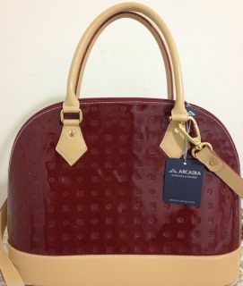 Arcadia Patent Italian Leather Bag Purse Tote Satchel Red Natural 