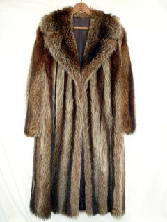 Raccoon Coat Ladies Full Length Womens Size M Medium