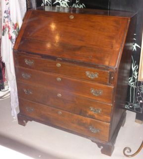 Antique Colonial Walnut Chippendale Drop Front Desk