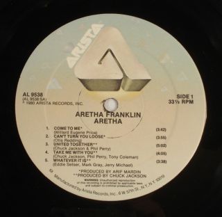 ARETHA FRANKLIN Aretha 1980 LP shrink wrap Arista AL 9538 NM