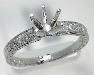 Diamond Engagement Ring Setting 18K Gold Six Prong Top