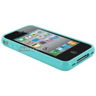   Candy Jelly Skin Silicone Fitted Cover Case Aqua For Apple Iphone 4 4S
