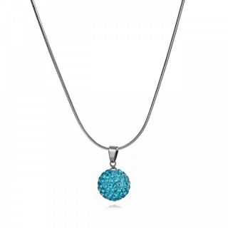 Fashion Jewelry Aquamarine Pave Crystal Ball Pendant Necklace