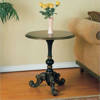 Powell Masterpc Antique Black Round Pedestal End Table