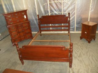 Mid Century Antique Bedroom Furniture KLING Solid Cherry Bed Dresser 