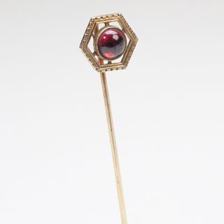 Antique Deco Gold Garnet Stick Pin Vintage Jewelry Old