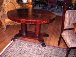 Antique Empire Oval Mahogany Library Table Claw Feet