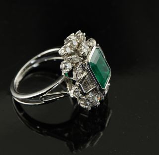 Majestic Columbian Emerald Diamond Vtg Cocktail Ring