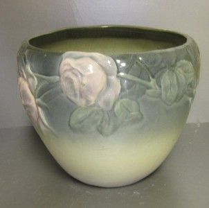 Antique Large Etna Weller Art Pottery Jardiniere Beautiful Roses 