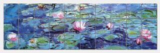Monet Water Lilies Ceramic Tile Mural 42x12 Backsplash