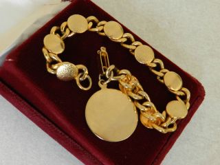 Vintage Charm Bracelet With Un monogrammed Charm Perfect Condition