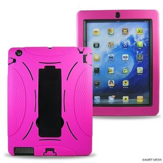For Apple iPad 2 iPad2 New Pink Hybrid Heavy Duty Kickstand Hard Soft 