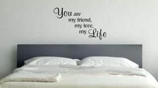   FRIEND LOVE LIFE LETTERING 24 VINYL DECAL STICKER HOME WALL ART QUOTE