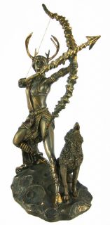 Bronzed Finish Artemis Moon Goddess Greek Statue Diana