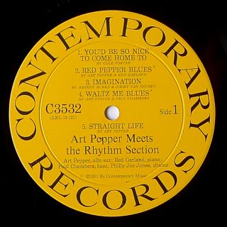 featured lp album meets the rhythm section artist art pepper label 