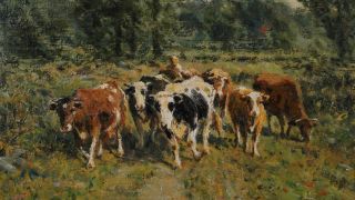 George A Hays Rhode Island New England Barbizon Impressionist Cow 