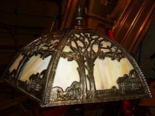 Antique Arts & Crafts Slag Glass Miller?SLAG GLASS LAMP SHADE